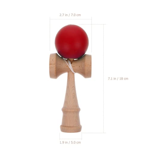 Excefore Wooden Prime Kendama - Cup and Ball Catch Toy for Enhanced Cognitive Skills, Balance, Reflexes, Creativity, and Hand-Eye Coordination - for Beginners (Red)