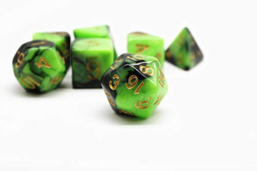 HD Dice DND RPG Polyhedral Dice Set Fit Dungeons and Dragons(D&D) Pathfinder Role Playing Games (Green Black)