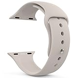 MoKo Apple Watch Band Series 1 Series 2, Soft Silicone Replacement Sports Band for 42mm Apple Watch 2015 & 2016 All Models, STONE (Not fit 38mm Versions)