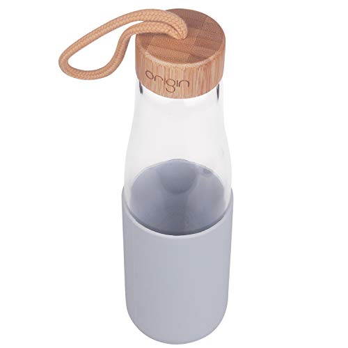 image for Origin - Best BPA-Free Glass Water Bottle with Protective Silicone Sle