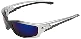 Edge Eyewear SK118 Kazbek Safety Glasses, Black with Blue Mirror Lens