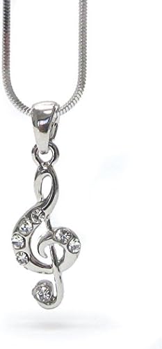 PLATINUM CRYSTAL MUSIC NOTE PENDANT NECKLACE