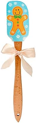 Bescita Christmas Design Wooden Handle Silicone Spatula Scraper Kitchen Baking Tools New Butter Scraping Cream Mixing Knife (A)