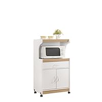 Hodedah Microwave Kitchen Cart, White