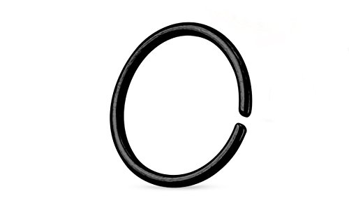 Urban Body Jewelry 20G PVD Black Stainless Steel Seamless Hoop Ring (3/8" - 10mm) - Nose, Septum, Tragus, Ear Piercing