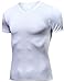 Lavento Men's Workout Shirts Cool Dry Short Sleeve Compression Tee Shirt (3 Pack-V Neck White,X-Large)