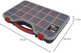 Hilka MO23 23-Inch Parts Organiser 20 Bins Removable Dividers Black Red view 2
