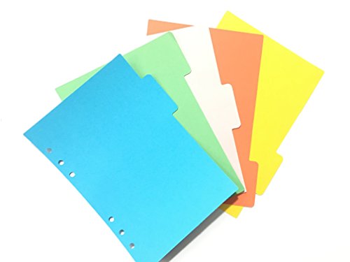 Timemorry 4Pack Colored Index Divider Classified Papers/Filler Papers with 1PCS Plastic Ruler for A5 6-Holes Notebook/Planner/Binder (4Pack A5+1 Plastic Ruler)