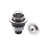 KES Kitchen Sink Drain (3-1/2-Inch) with Strainer Basket Sink Drain Stopper Cover Lid Rustfree SUS 304 Stainless Steel S3001