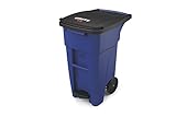 Rubbermaid Commercial Products BRUTE Rollout Step On Trash/Garbage Can, 50-gallon, Blue (1971958)