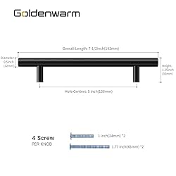 goldenwarm 35 Pack 5Inch Cabinet Handles Black