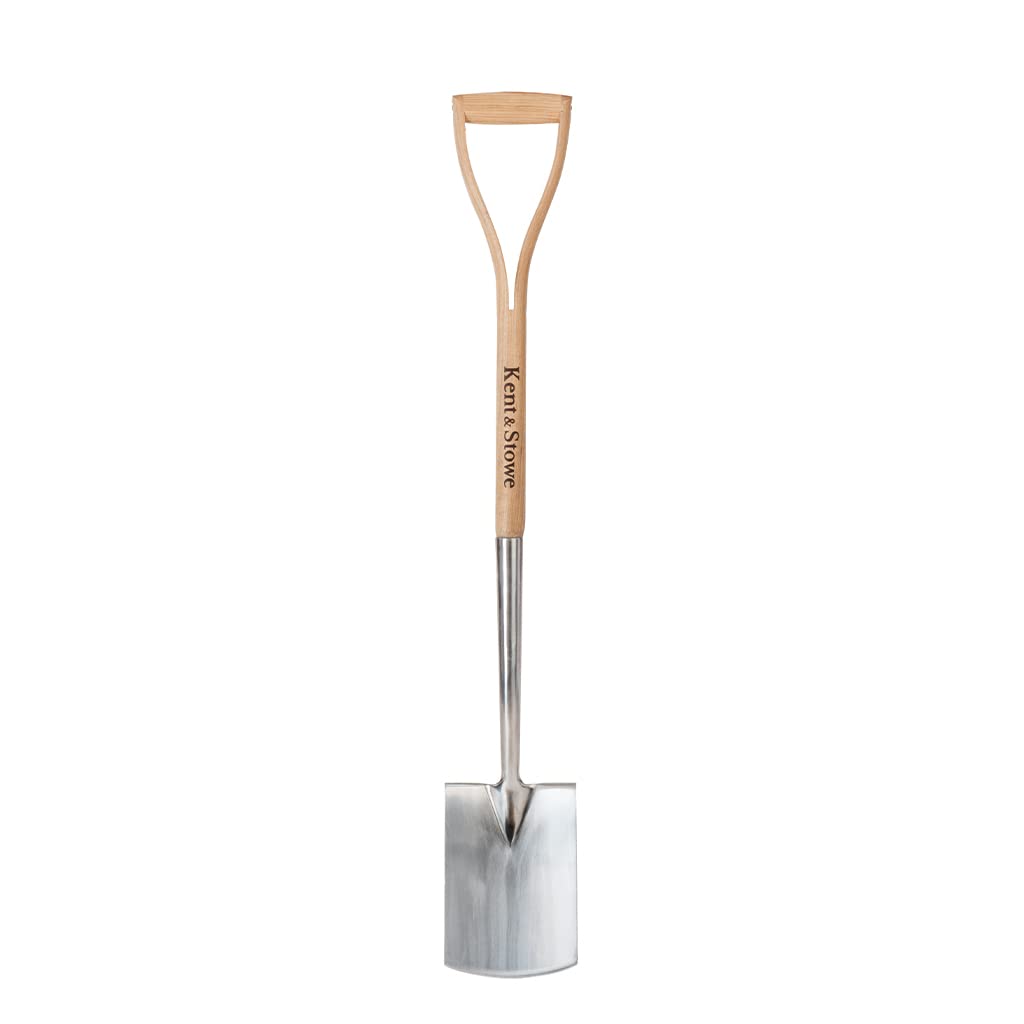 Kent & Stowe Garden Life Stainless Steel Digging Spade, Light and Compact Traditionally-Styled Garden Tool, All Year Round Made from Stainless Steel and Ash Wood