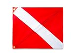 Premium Quality Dive Flag (20 Inch X 24 Inch) with Removable Stiffening Pole Easy to Use Diver Down Red and White Boat Flag (FLORIDA LEGAL)