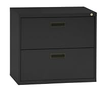 Sandusky 400 Series Black Steel Lateral File Cabinet with Plastic Handle, 30