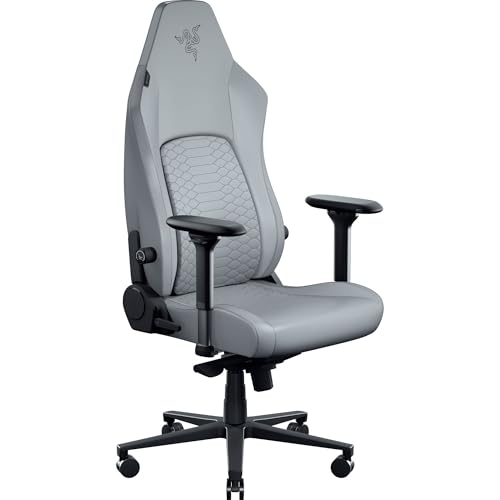 Iskur V2 NewGen - Fauteuil Gaming Ergonomique Respirant Cuir EPU de 2e gen avec Technologie Cooltouch - système de Soutien Lombaire Hyperflex - Arches d’épaule Extra-Larges | Gris