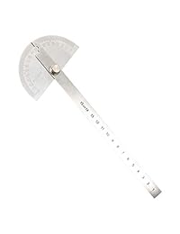 Transportador, regla general del brazo del buscador de ángulo de acero inoxidable Metal profesional 0 180 grados 150 mm Medición con tornillo ajustable Escala Durable para pintar, carpintero, estudiar