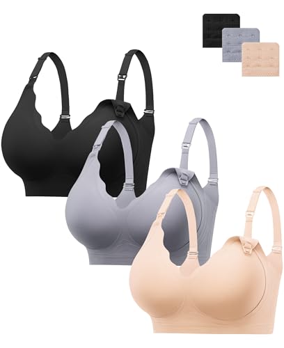 HBselect Nursing Bra Without Underwire Silky Pregnancy Maternity Bra Maternity Seamless with Additional Bra Extension Sleep Bra for Women