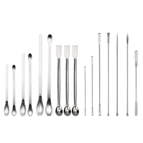 Micro Spatula, 16pcs Lab Spoon/Scoop Set, 304 Nickel Stainless Steel, Perfect for Filler, Sampling, Measuring