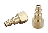 Air hose fittings and Air Coupler Plug: Air Compressor Quick-Connect FNPT Female Plug Kit (Industrial Type D, 1/4-Inch NPT Female Thread, Solid Brass, 2 Piece)