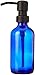 Industrial Rewind Blue Soap Dispenser with Matte Black Pump - 8oz Cobalt Blue Glass