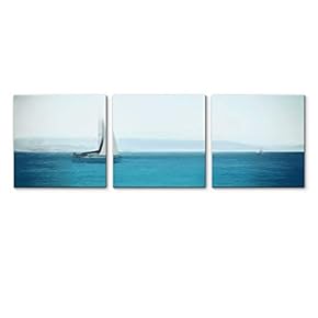 3 Panel Canvas Wall Art Teal Blue Abstract Pictures Home Wall Decorations for Bedroom Living Room Paintings Canvas Prints Framed - 12"x12"x3 Panels