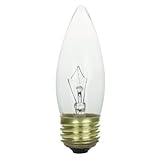 Sunlite 60ETC/32/CD2 120-volt 60-watt Medium Base Incandescent Torpedo Tip Chandelier Lamp, 2-Pack