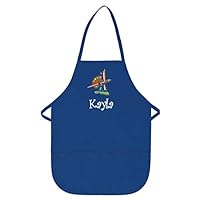 My Little Doc Personalized Royal Blue Kids Art Smock Apron with Palette Embroidery Design Poly/Cotton Twill Fabric Regular
