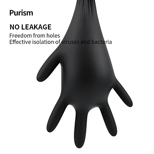 Purism Black Nitrile Gloves, 4mil, Size X-Large, 100 Pcs, Powder-free Latex free
