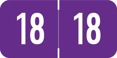 2018 Year Labels, Digi Color Compatible Series, Purple, 500/Roll, 1 Roll, 3/4" x 1-1/2"