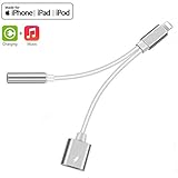 Lightning to 3.5 mm Headphone Jack Adapter for iPhone 8 /8Plus/7/7Plus/X/10/XR/Xs/XS max Dongle Earphone AUX Lightning Headphone Adapter Splitter Audio & Charge Connector Cable Support iOS 12 or Later