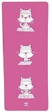 SweetLime Eco-Friendly Kids Yoga Mat - Cat (Pink) | Non-Toxic | Non-Slip | No PVC | Cute Yoga Characters | by