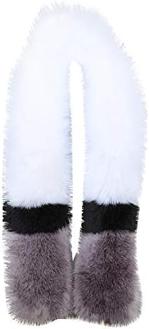 Faux fur Wrap Scarf, Mimihuhu Multicolor Stitching Faux Fur Collar Scarf