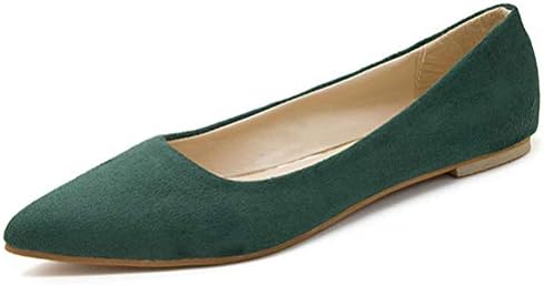 JRenok Women Pointed Toe Ballet Flats Low-top Retro Shallow Mouth Spring Summer Suede Flat Shoes Slip on Work Shoes Closed Toe Pumps