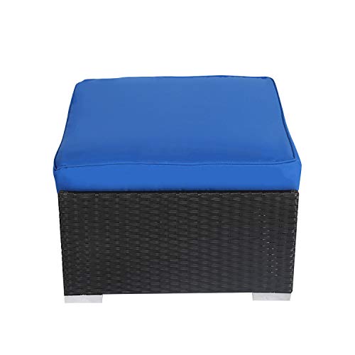 Kinsunny Wicker Furniture Set PE Wicker Rattan Outdoor All Weather Cushioned Sofas and Ottoman Set Lawn Pool Balcony Conversation Set Chat Set - Thumbnail 7