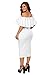 GOSOPIN Women's Off Shoulder Ruffle Bodycon Fit Sexy Midi Dresses Floral Print Medium White