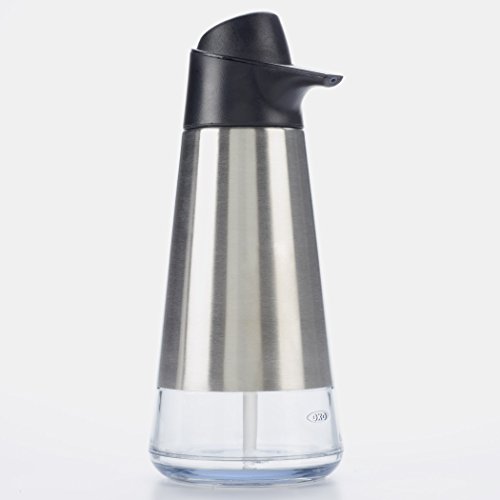 Oxo Easy Press Stainless Steel Soap Dispenser, 31/4" diam. x 8" h
