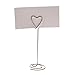 BERON Set of 20 3.5 Inch Wire Photo Clips with Heart-Shaped Holder and Spiral Base for Tabletop Use (Silver)