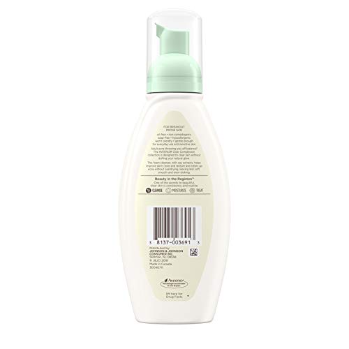 AVEENO CLEAR COMPLEXION FOAMING OIL-FREE FACIAL CLEANSER WITH SOY EXTRACT & 0.5% SALICYLIC ACID, ACNE TREATMENT FACE WASH FOR ACNE-PRONE SKIN, SULFATE-FREE & HYPOALLERGENIC, 6 FL. OZ