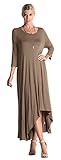 Tabeez Women's Asymmetrical Long Jersey Dress (Large, Mocha)