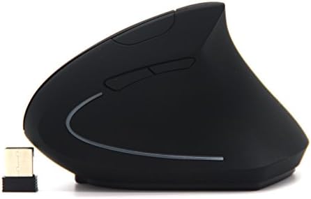 Wireless Mouse, Ceyia Ergonomic Vertical Mouse USB Optical Mouse with Rechargeable Battery for Computers and Laptops Black, 5 Buttons, 800/1200/1600 DPI-Reduce Wrist Pain