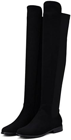 Women High Over Knee Tall Boots Flat Boots Long Boot New Fashion Round head Low Heel Scrub Stretch Black Spring Fall Winter Party Work