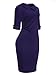KISSMODA Womens Elegant Slim Fit Midi Work Dress One-Piece Lapel Bodycon Pencil Dresses Half Sleeve