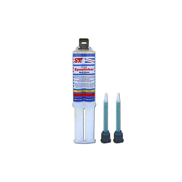 STC 2K Epoxy Kleber 5 Minuten transparent 24 ml inkl. 2 Mischer Epoxid Kleber für Metall, Stein, Beton, Marmor, Holz…