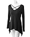 SEENFUN Womens Sexy Crisscross Neck Long Sleeve T-Shirt Tunic (Black) XL
