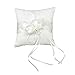 Tinksky 1515cm Lovely Flower Buds Faux Pearls Decor Bridal Wedding Ceramony Pocket Ring Pillow Cushion Bearer with Ribbons (White)