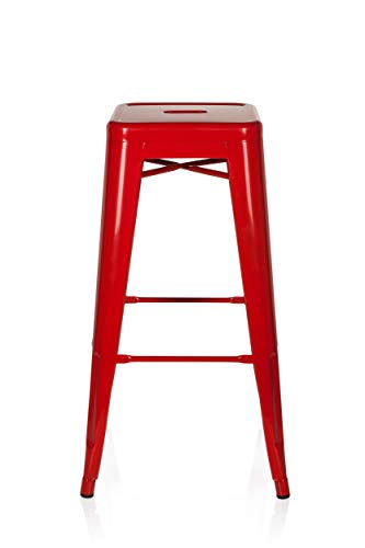 hjh OFFICE 645011 Barhocker VANTAGGIO HIGH Metall Rot Retro-Hocker im Industry-Design, stapelbar – Bild 6