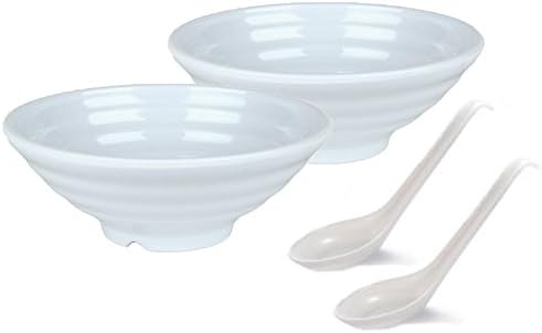 Wellyu Soup Bowls Set (2 Bowls+2 Spoons）Colour White