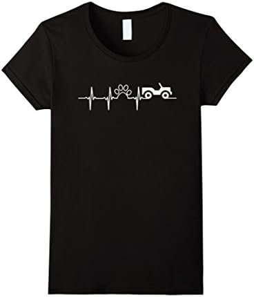 Womens Jeep and Paw heartbeat - T-shirt for Jeep,Dog and cat lovers XL Black