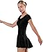 speerise Womens Short Sleeve Skirted Leotard with Built-in Panty, Adult Ballet Dance Scoop Neck Unitard for Gymnastic
