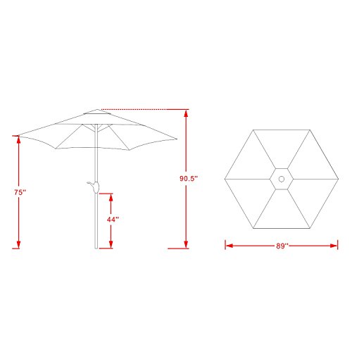 Dienspeak Updated Version 7.5 ft. Round Outdoor Market Patio Umbrella with Push Button Tilt and Crank Lift (Beige(w/cover))